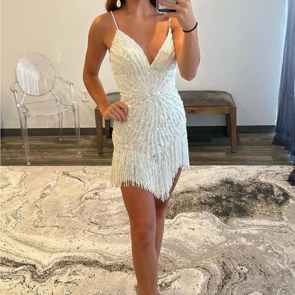 Sparkly White Fringe Dress ( for bride / bachelorette )